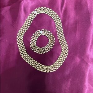 Gold-Tone Link Necklace and Bracelet Set - Women Jewelry